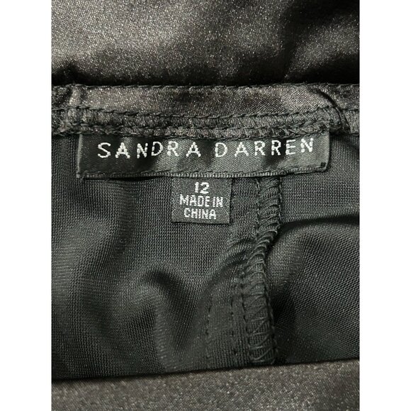 Sandra Darren Womens Black Sleeveless Velvet Dress Belted Size 12 - Picture 4 of 8